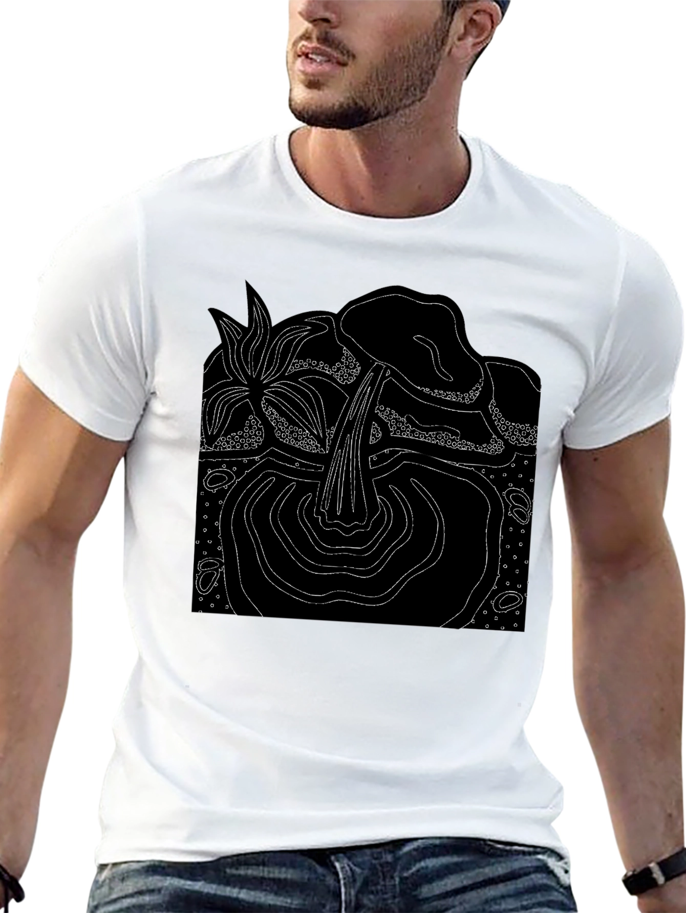 Abstract Nature Graphic Black T-Shirt