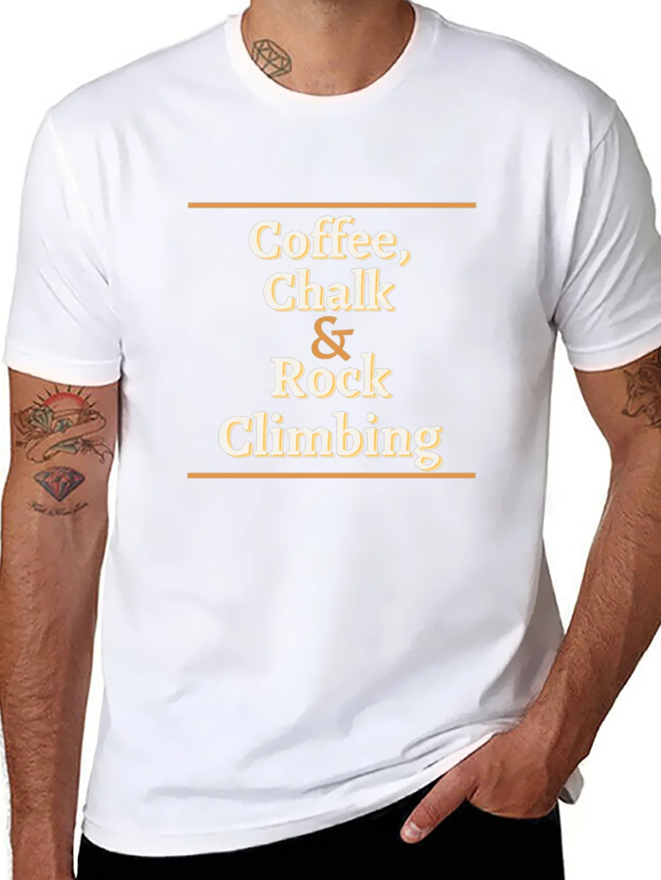 Coffee Chalk Rock Climbing Black Graphic T-Shirt