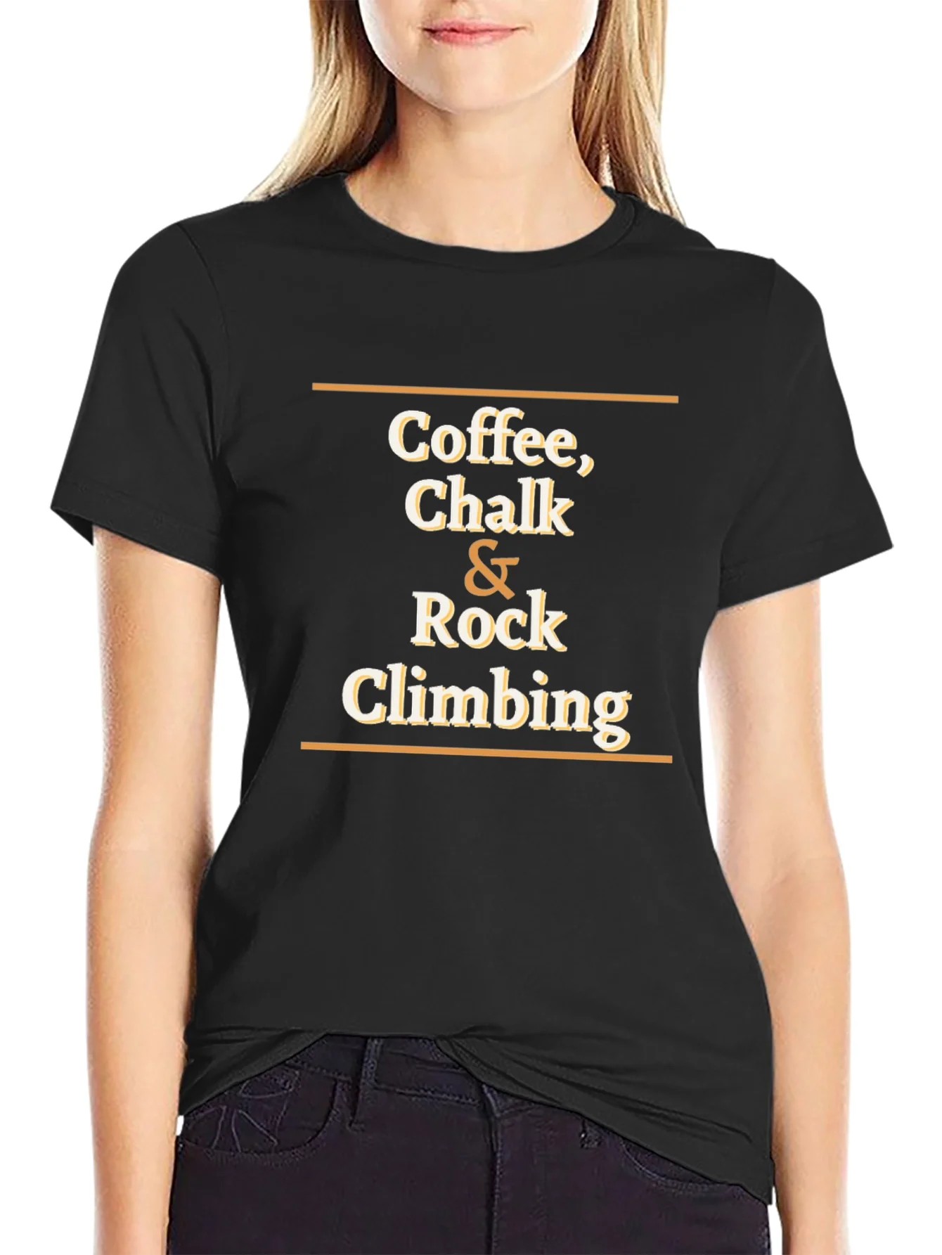 Coffee Chalk Rock Climbing Black Graphic T-Shirt