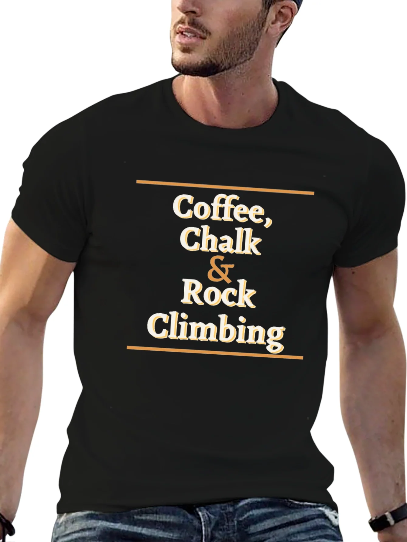 Coffee Chalk Rock Climbing Black Graphic T-Shirt