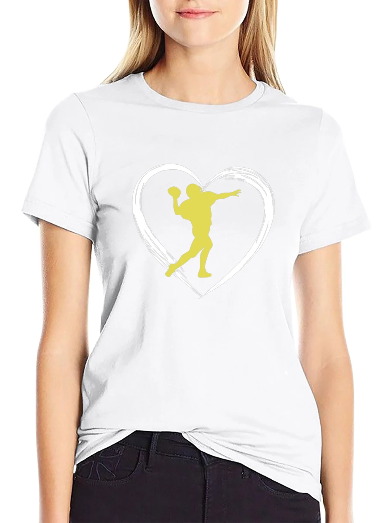 Football Heartbeat Tee - Throwing Silhouette Black T-Shirt