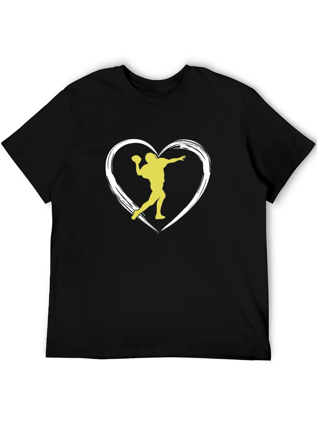 Football Heartbeat Tee - Throwing Silhouette Black T-Shirt