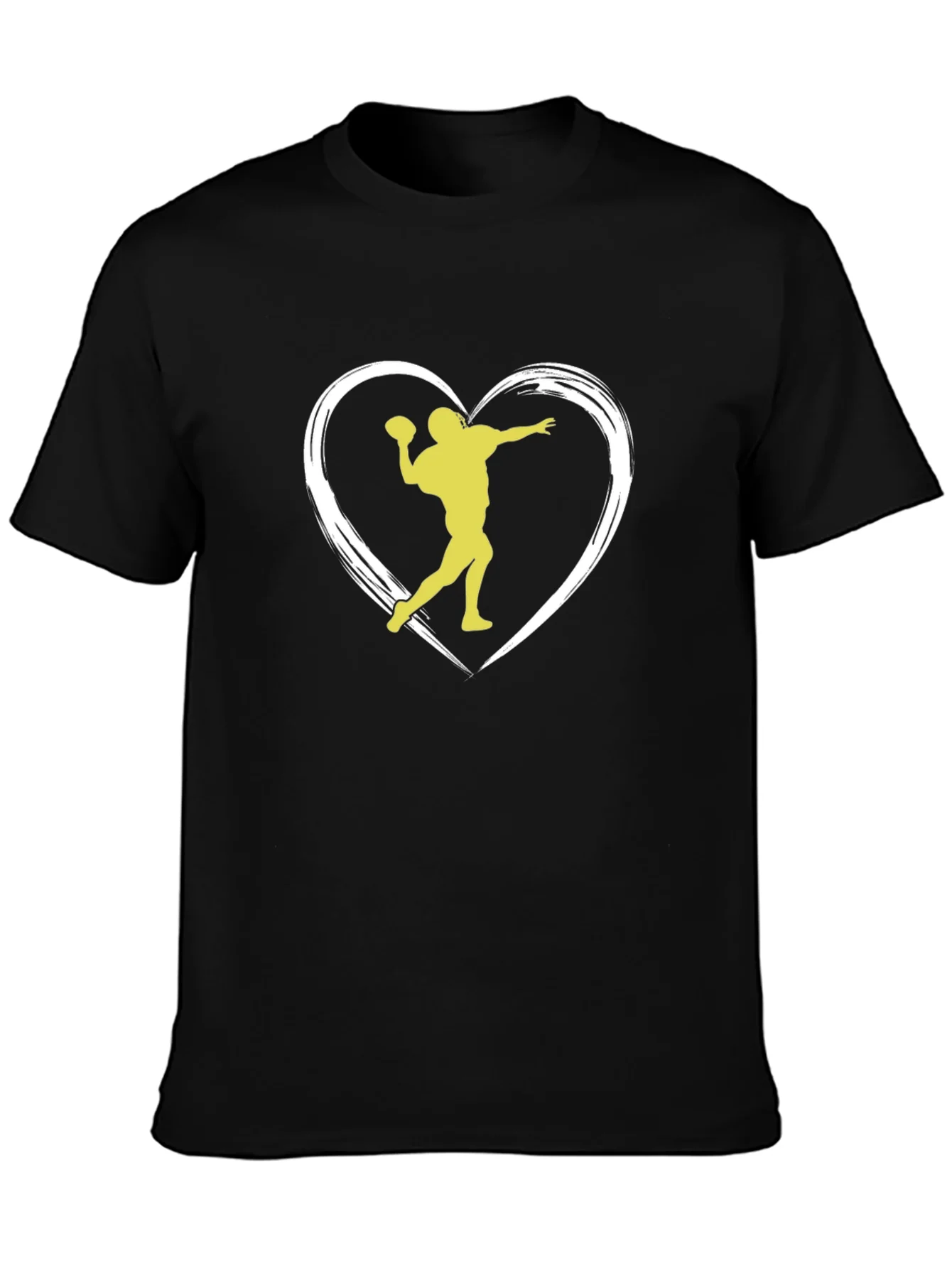 Football Heartbeat Tee - Throwing Silhouette Black T-Shirt
