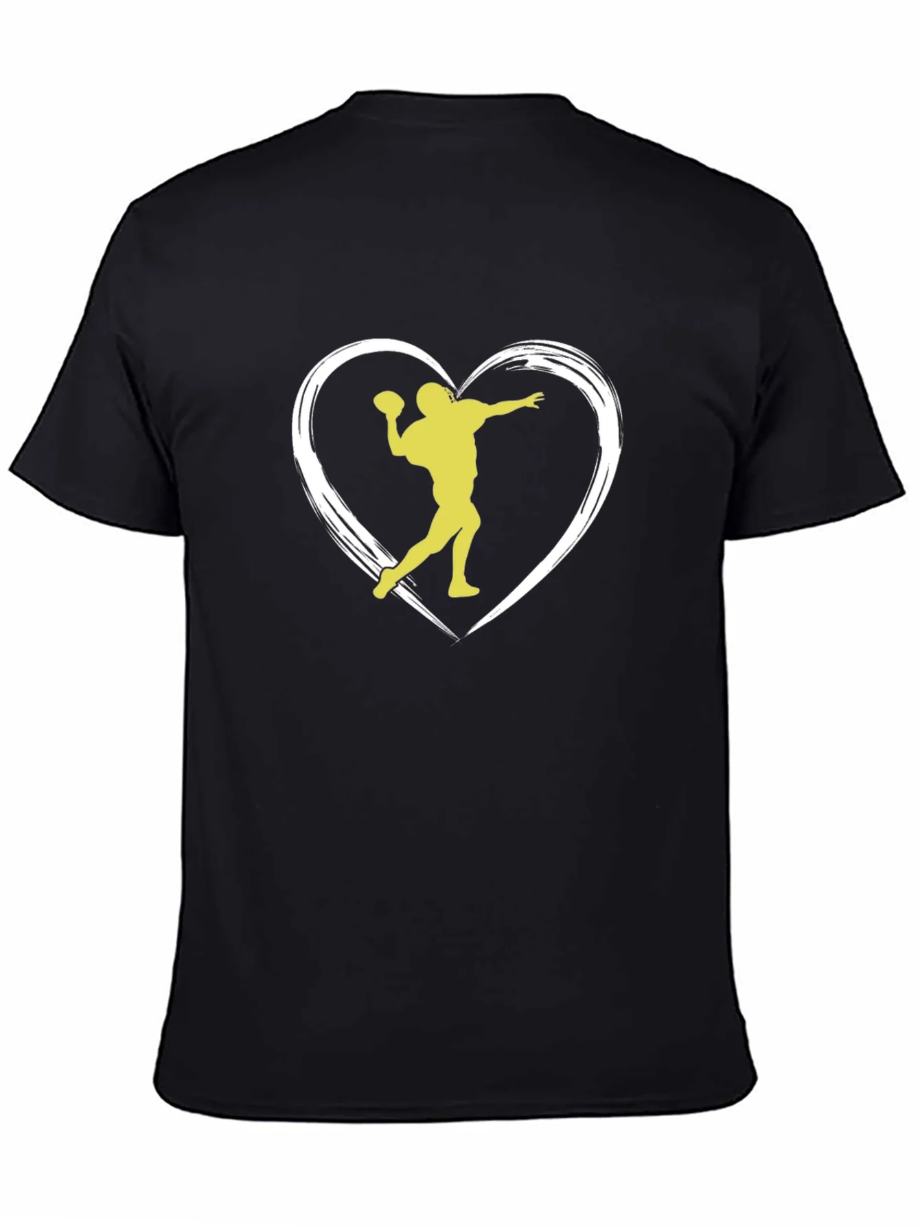 Football Heartbeat Tee - Throwing Silhouette Black T-Shirt