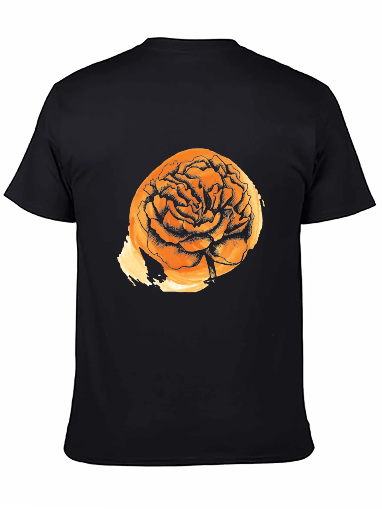 Black T-Shirt with Floral Graphic