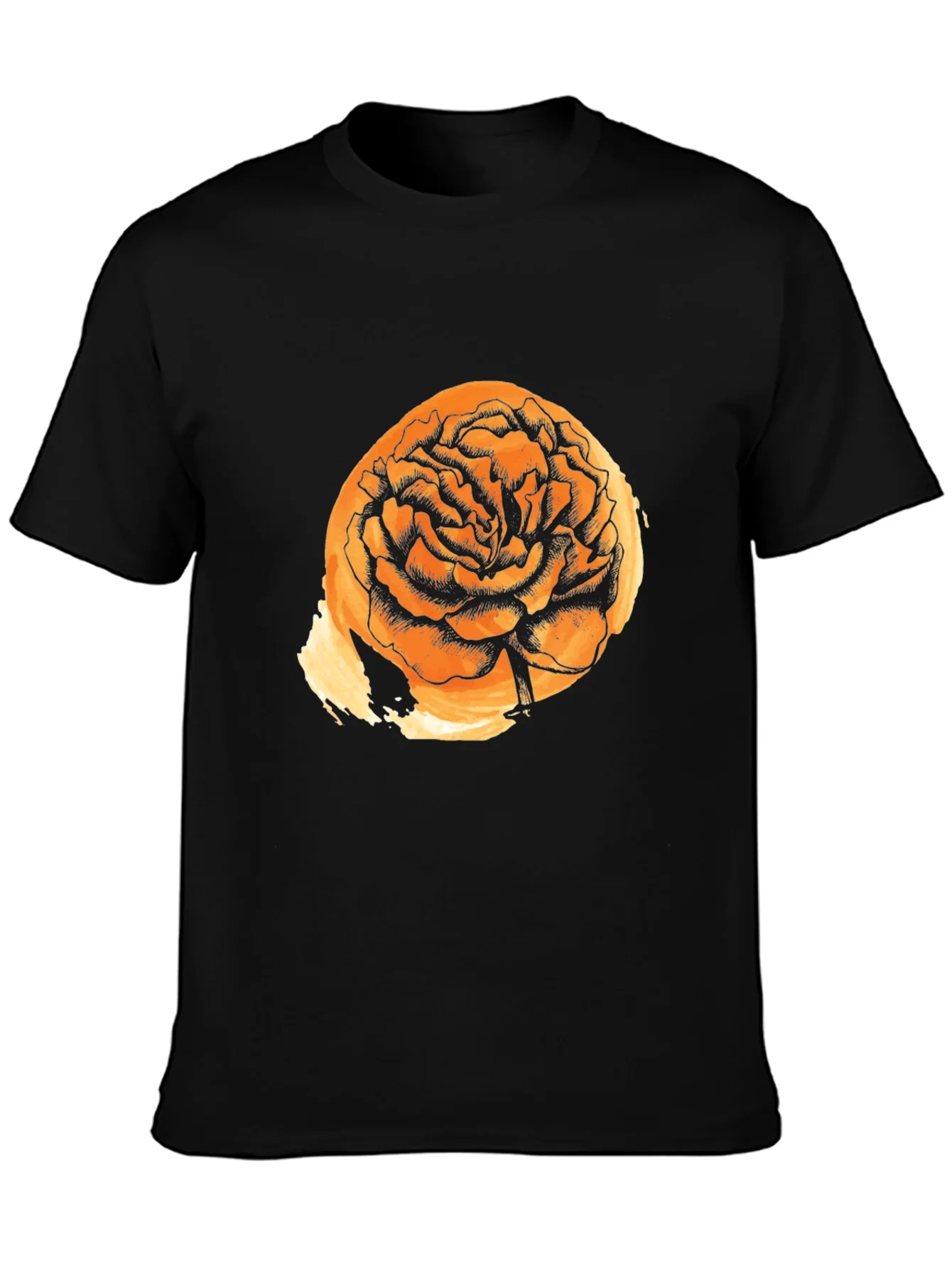 Black T-Shirt with Floral Graphic