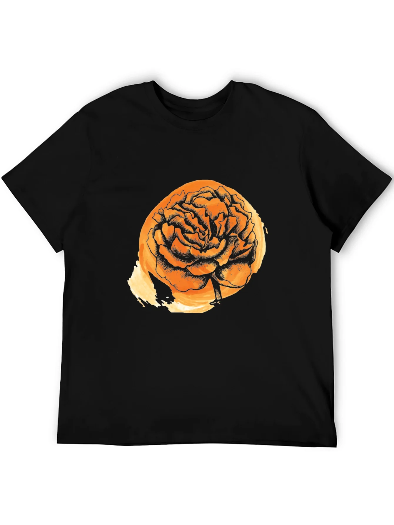 Black T-Shirt with Floral Graphic