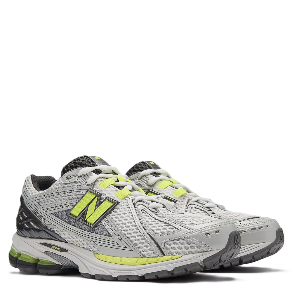 New Balance Women's 1906R in Light Silver Metallic with Alkaline Green