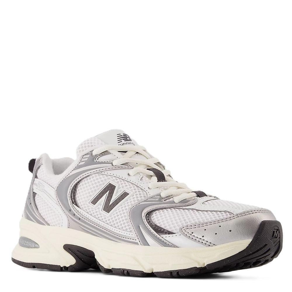 New Balance 530 in Silver Metallic with Black Cement