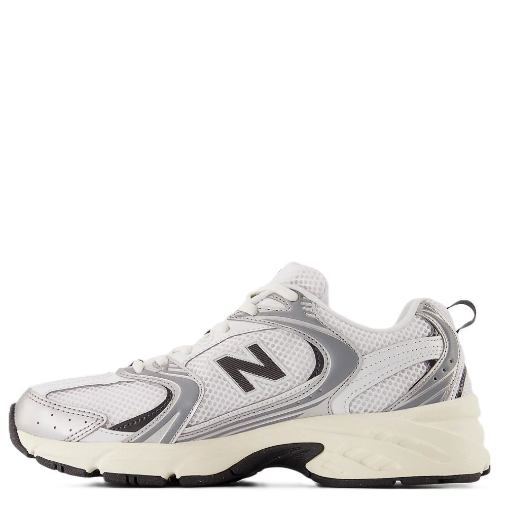 New Balance 530 in Silver Metallic with Black Cement