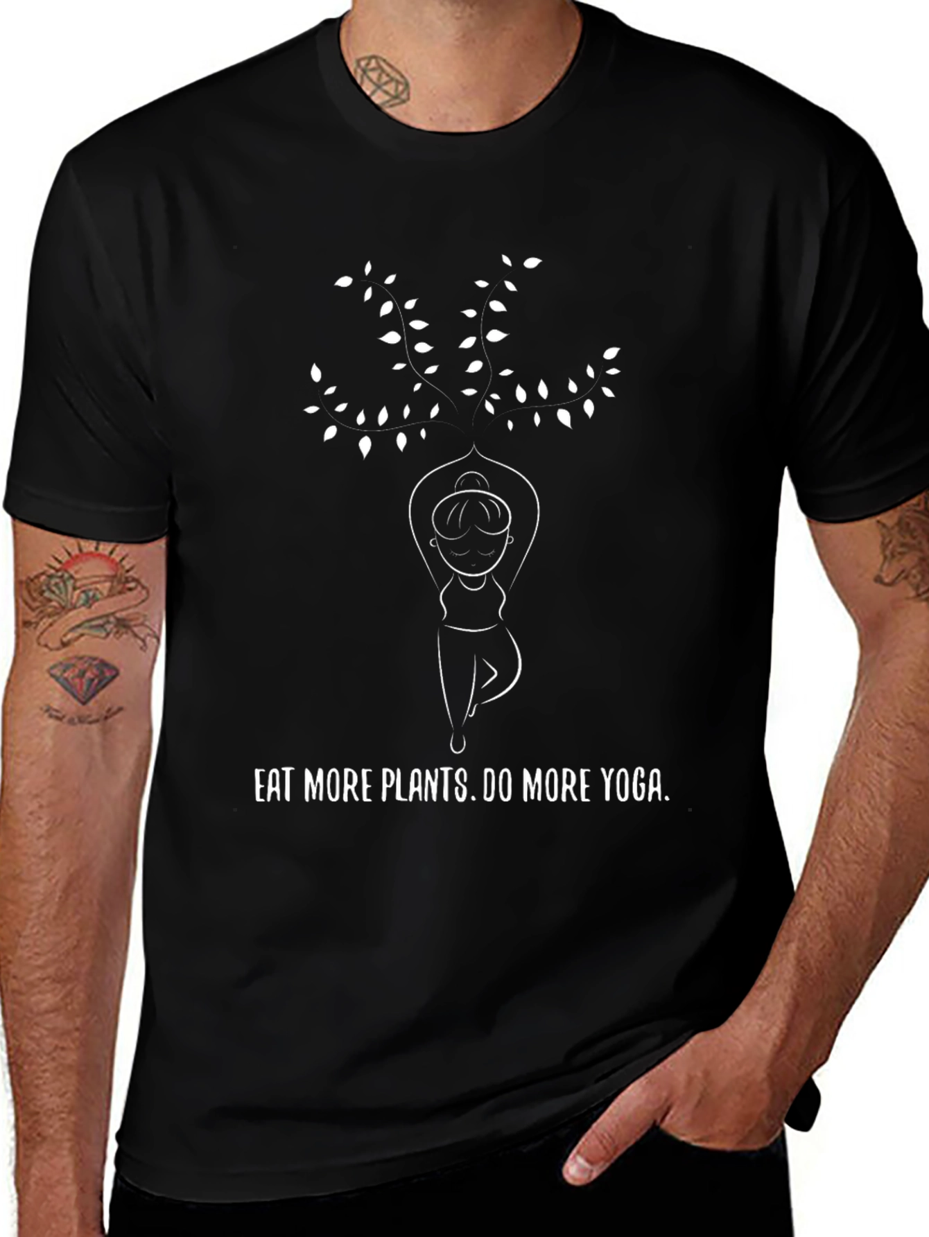 Eat Plants Do Yoga Black Graphic Tee
