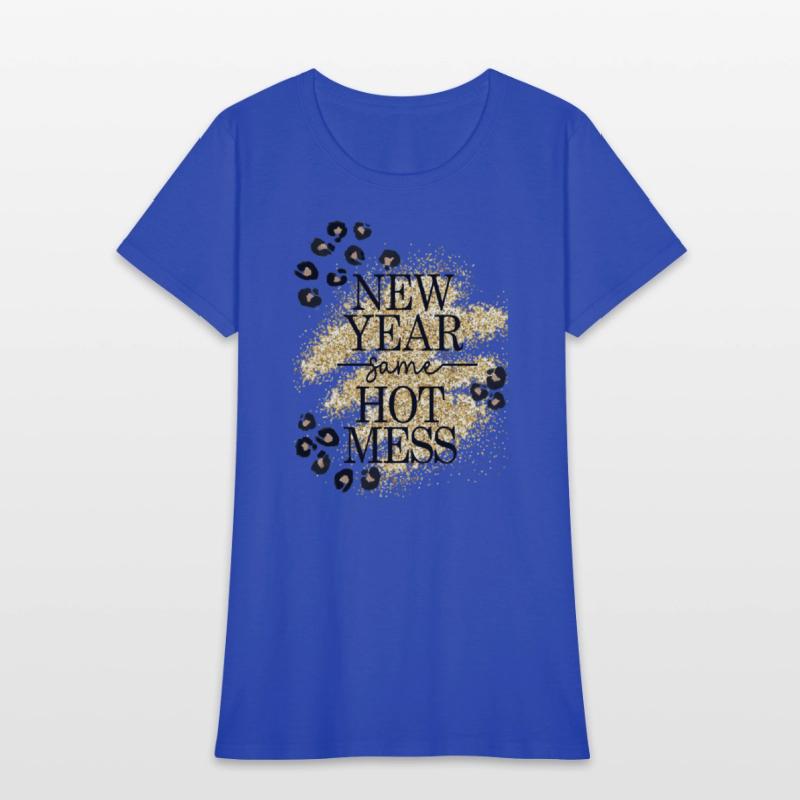 New Year Same Hot Mess Golden Leopard Print