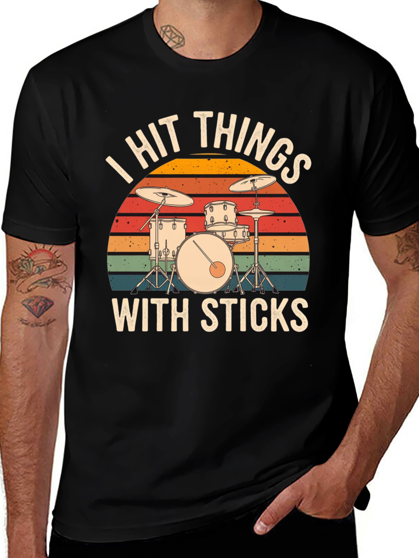 I Hit Things With Sticks Drum Set Graphic Tee