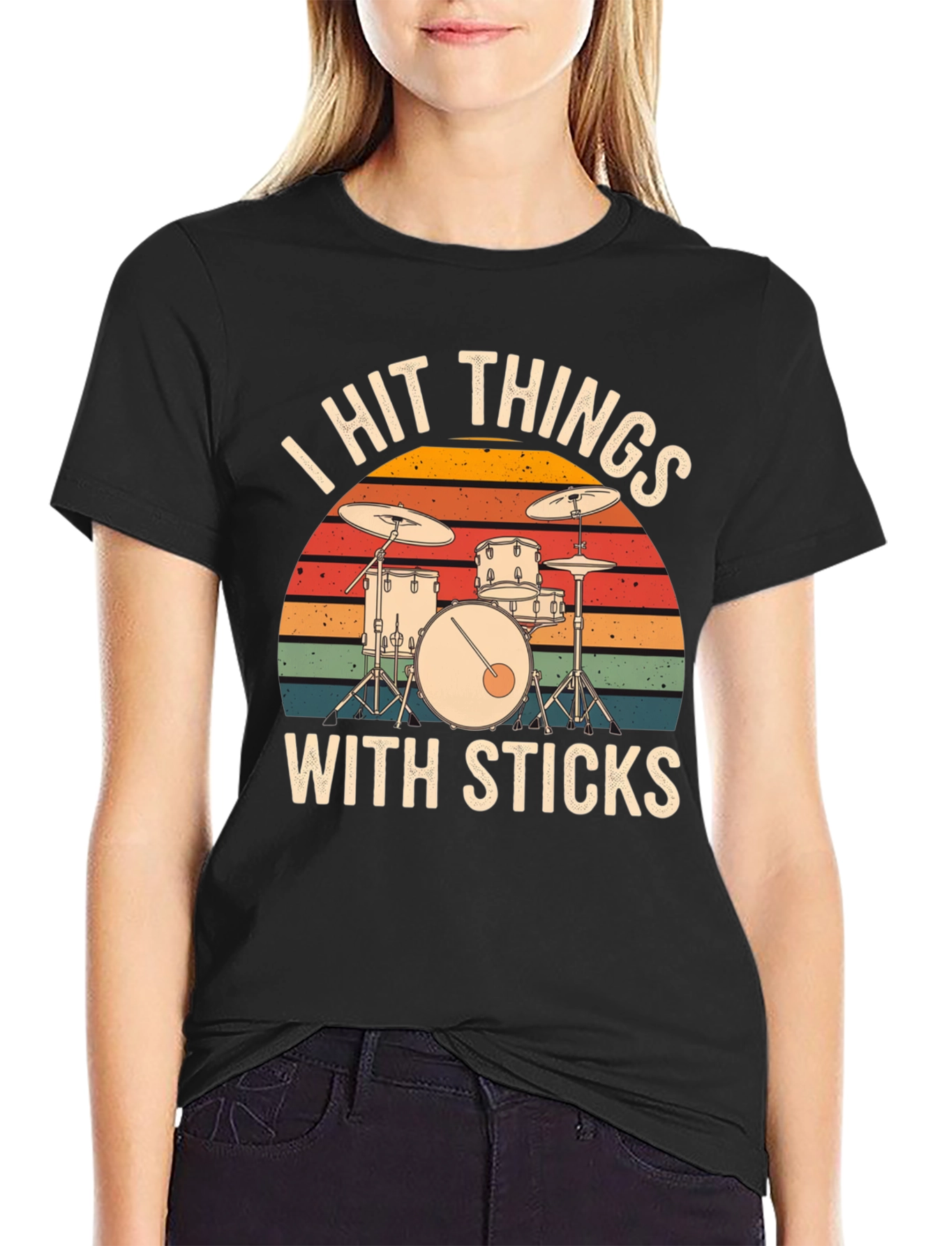 I Hit Things With Sticks Drum Set Graphic Tee