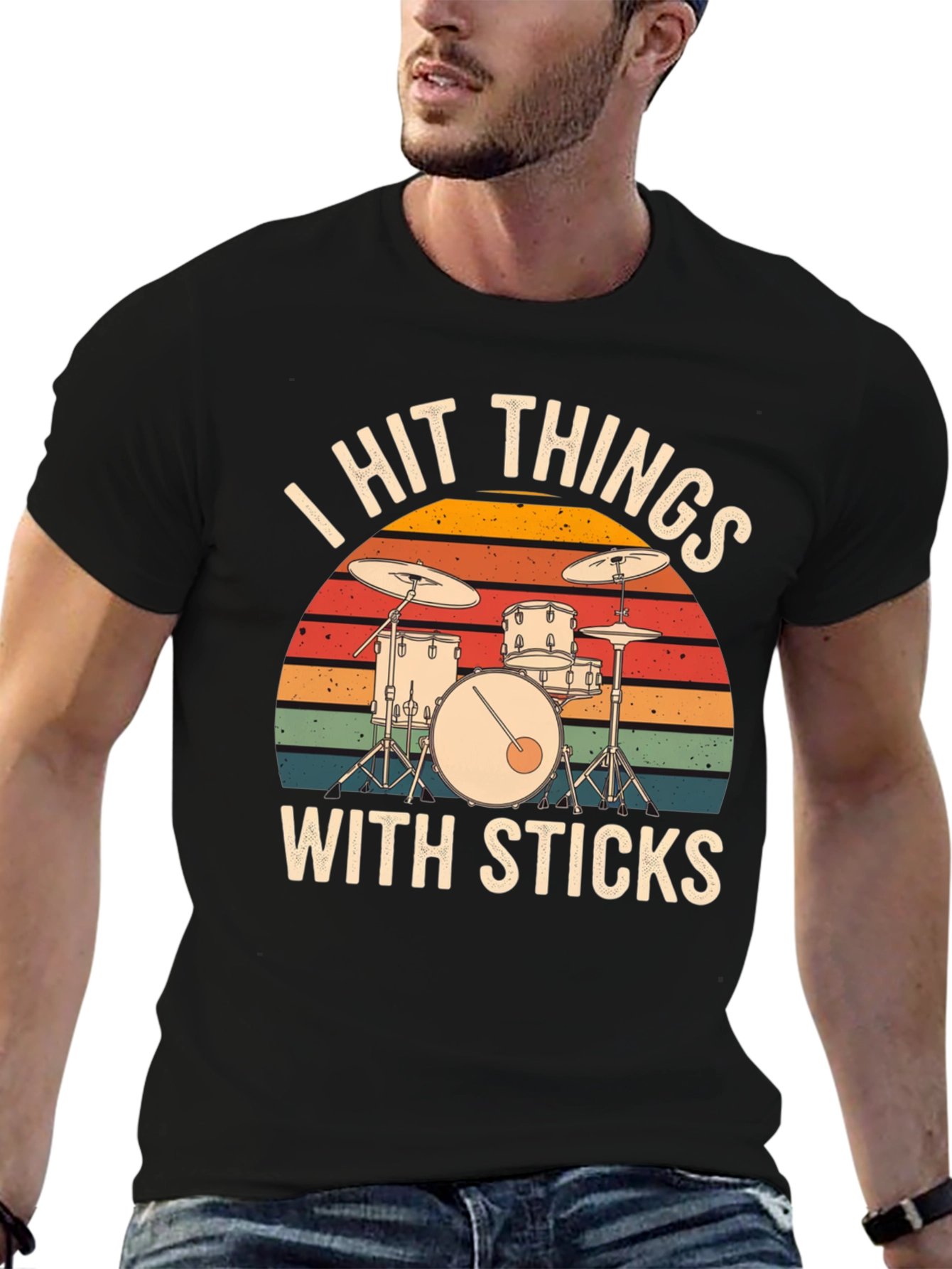 I Hit Things With Sticks Drum Set Graphic Tee