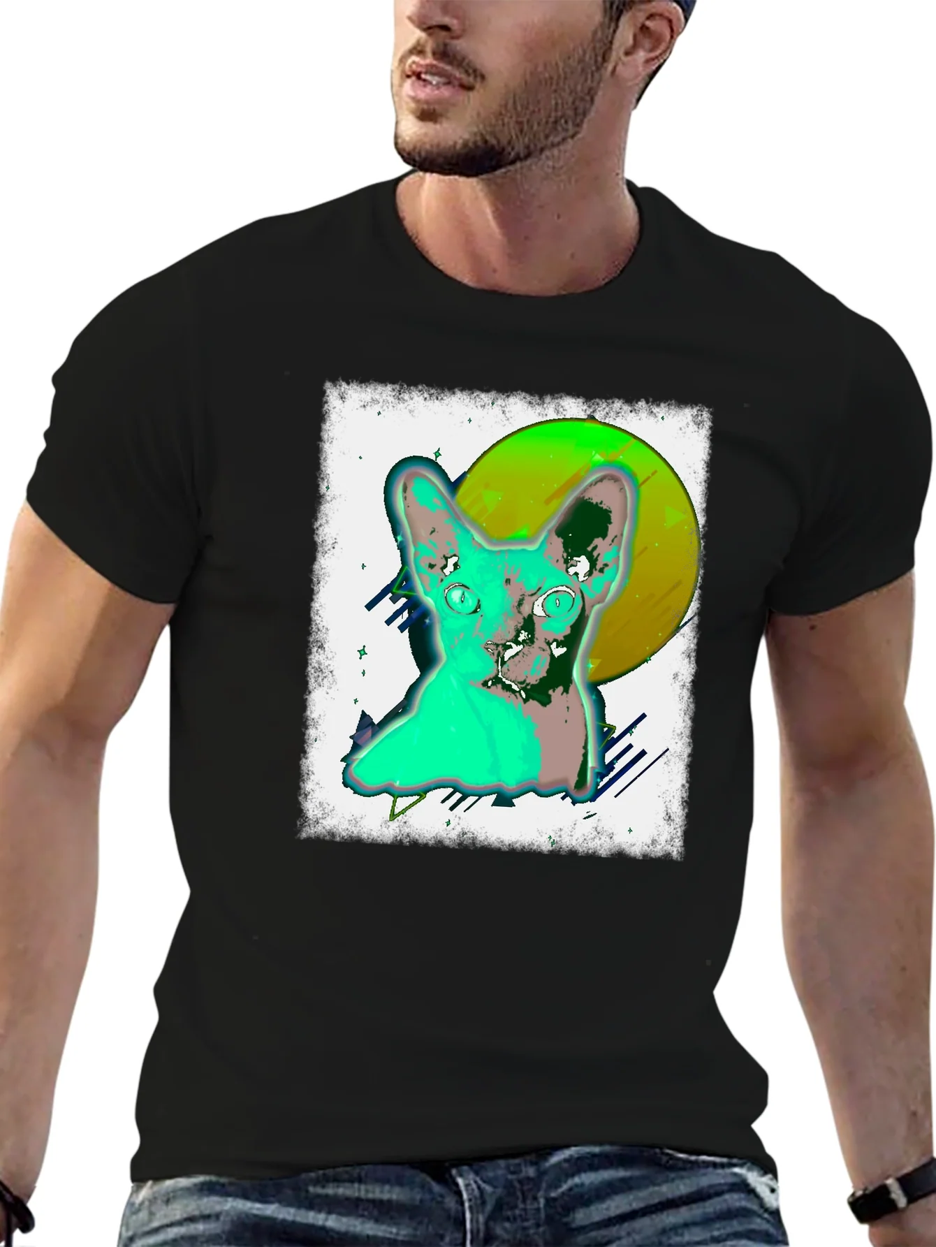 Cool Cat Graphic Tee - Black Unisex T-Shirt