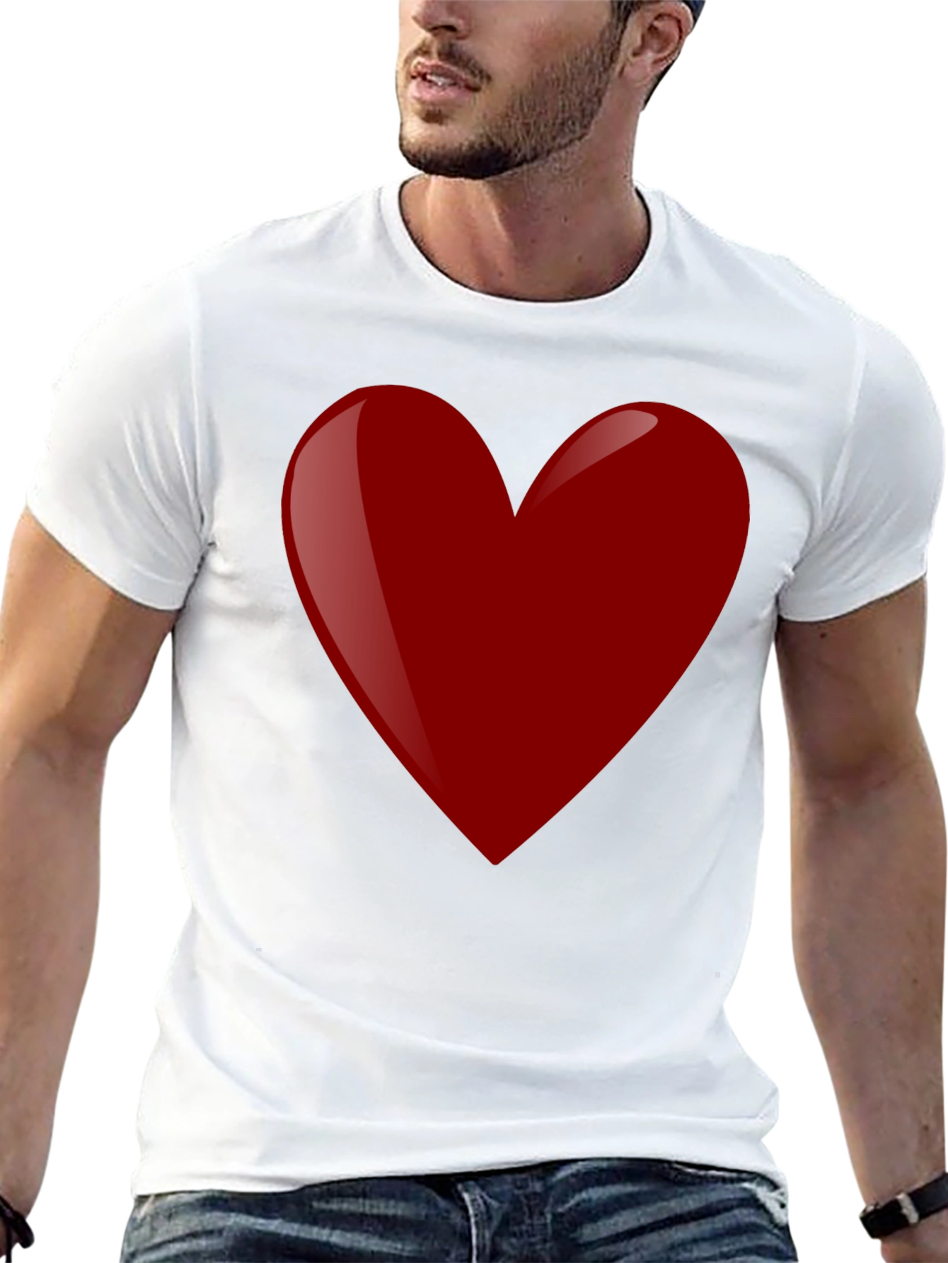 Red Heart Graphic Tee - Black Cotton T-Shirt