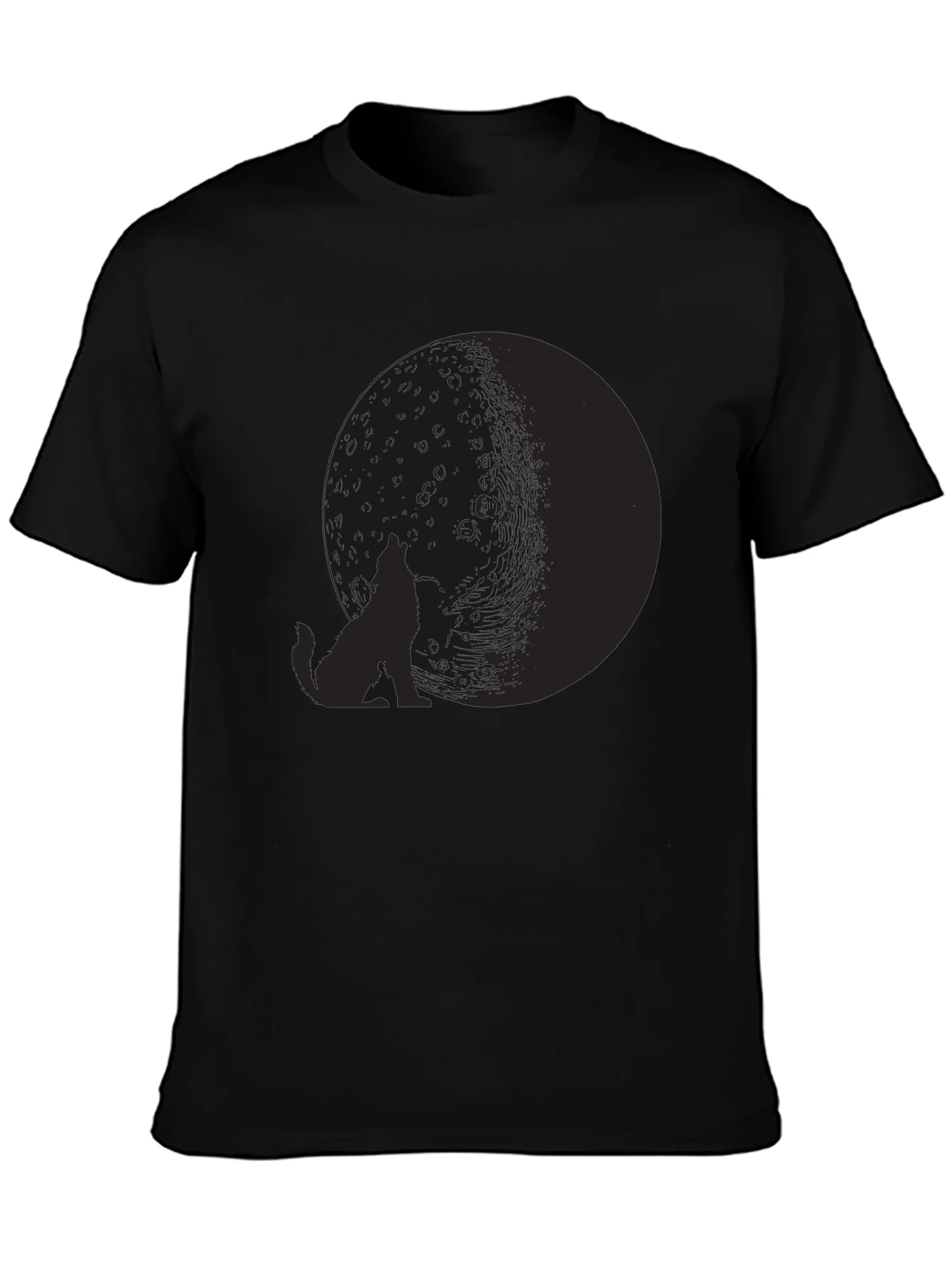 Wolf Moon Graphic Tee - Black Cotton Blend