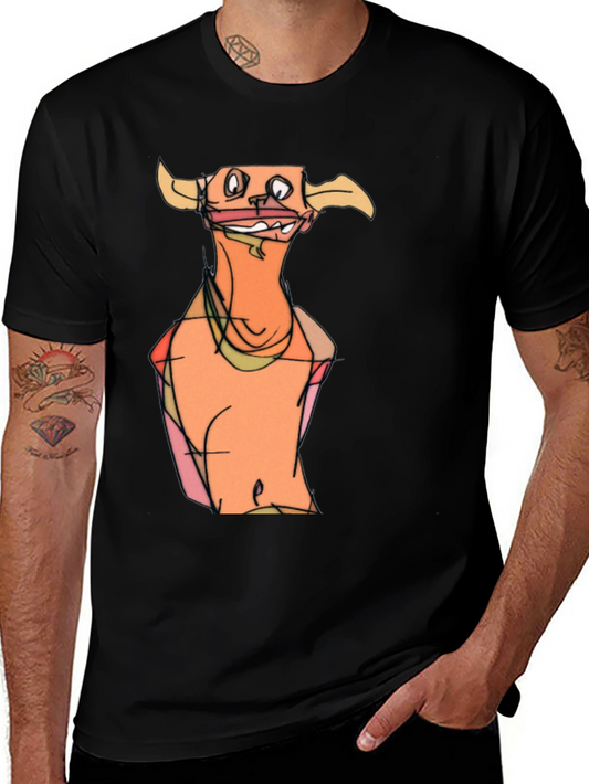 Cartoon Character Graphic Tee - Mens Black T-Shirt