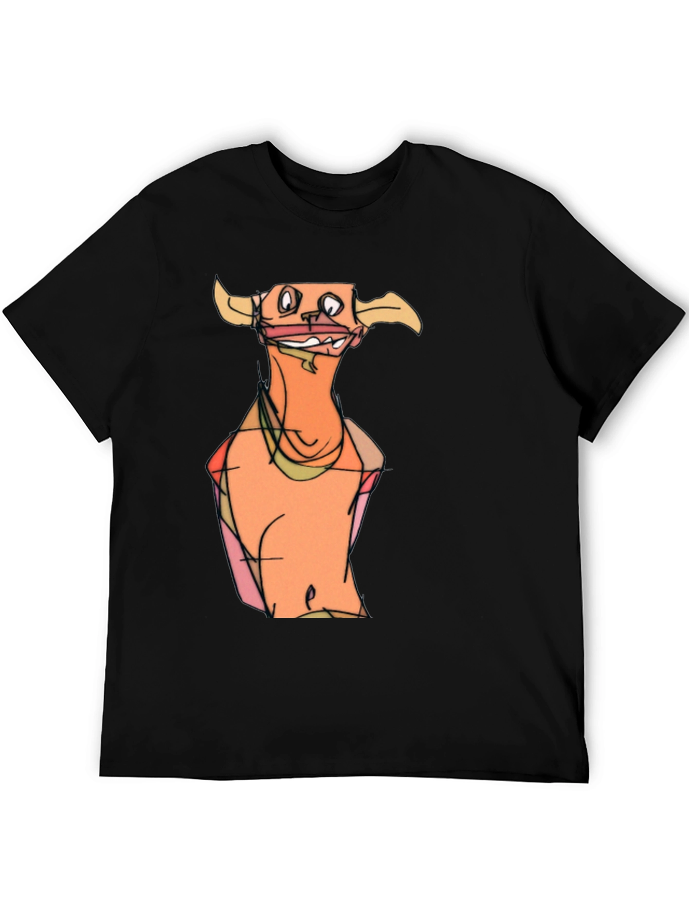 Cartoon Character Graphic Tee - Mens Black T-Shirt