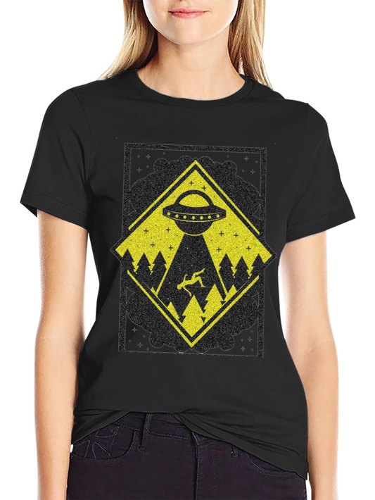 UFO Abduction Graphic Tee - Mens Black T-Shirt