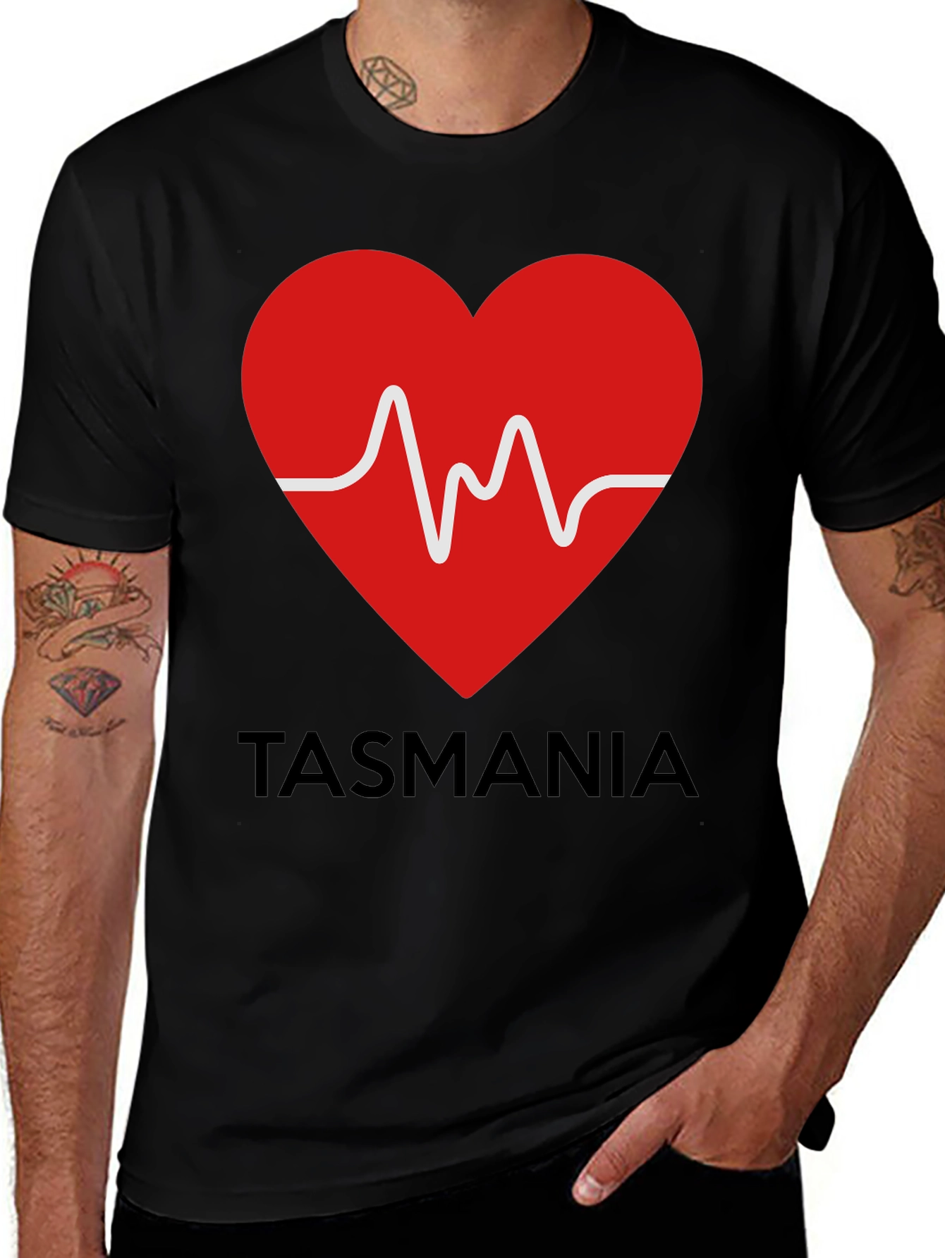 Tasmania Heartbeat Graphic Tee - Soft Cotton Blend