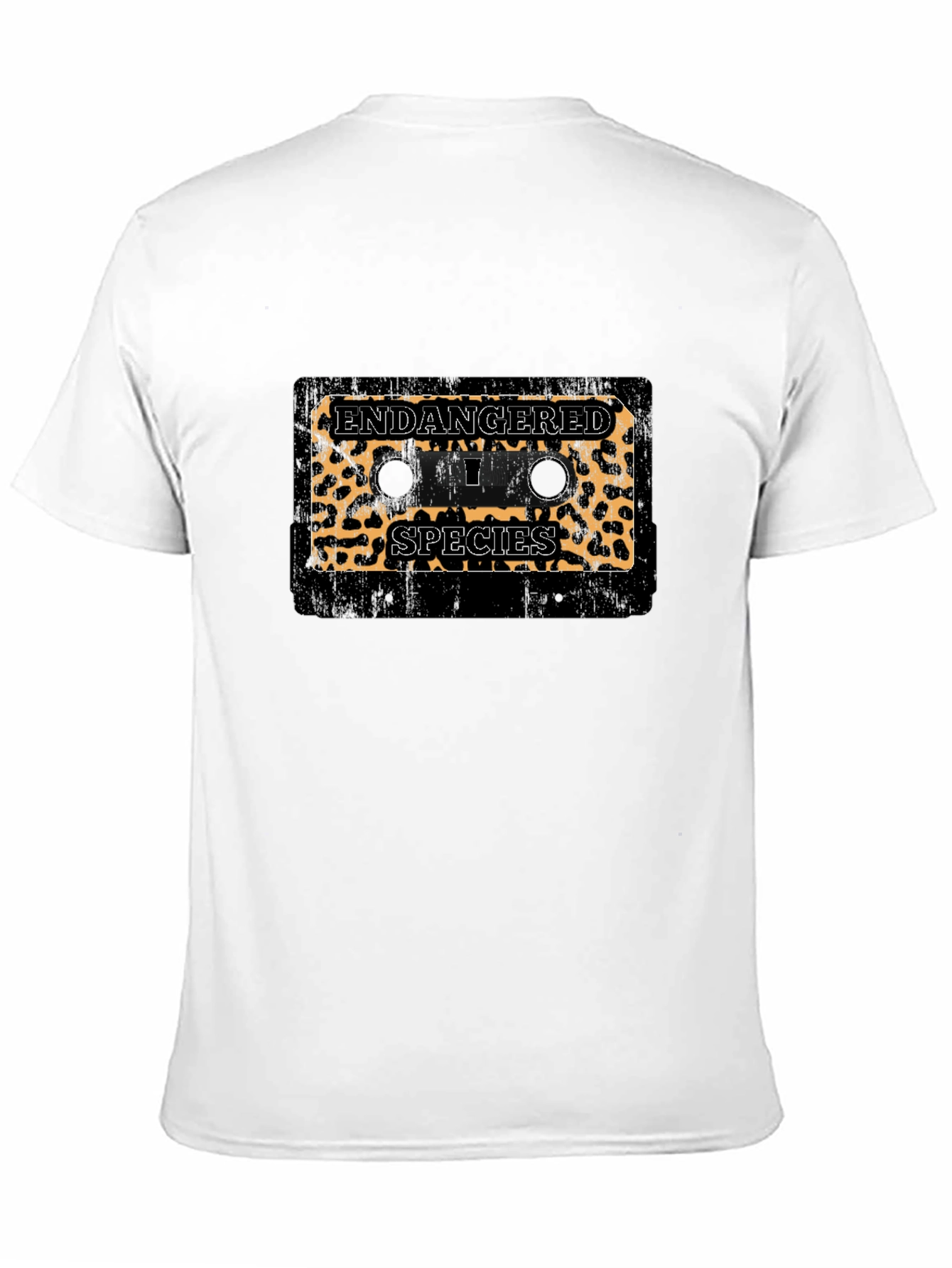 Endangered Species Leopard Print Cassette Tape Black T-Shirt