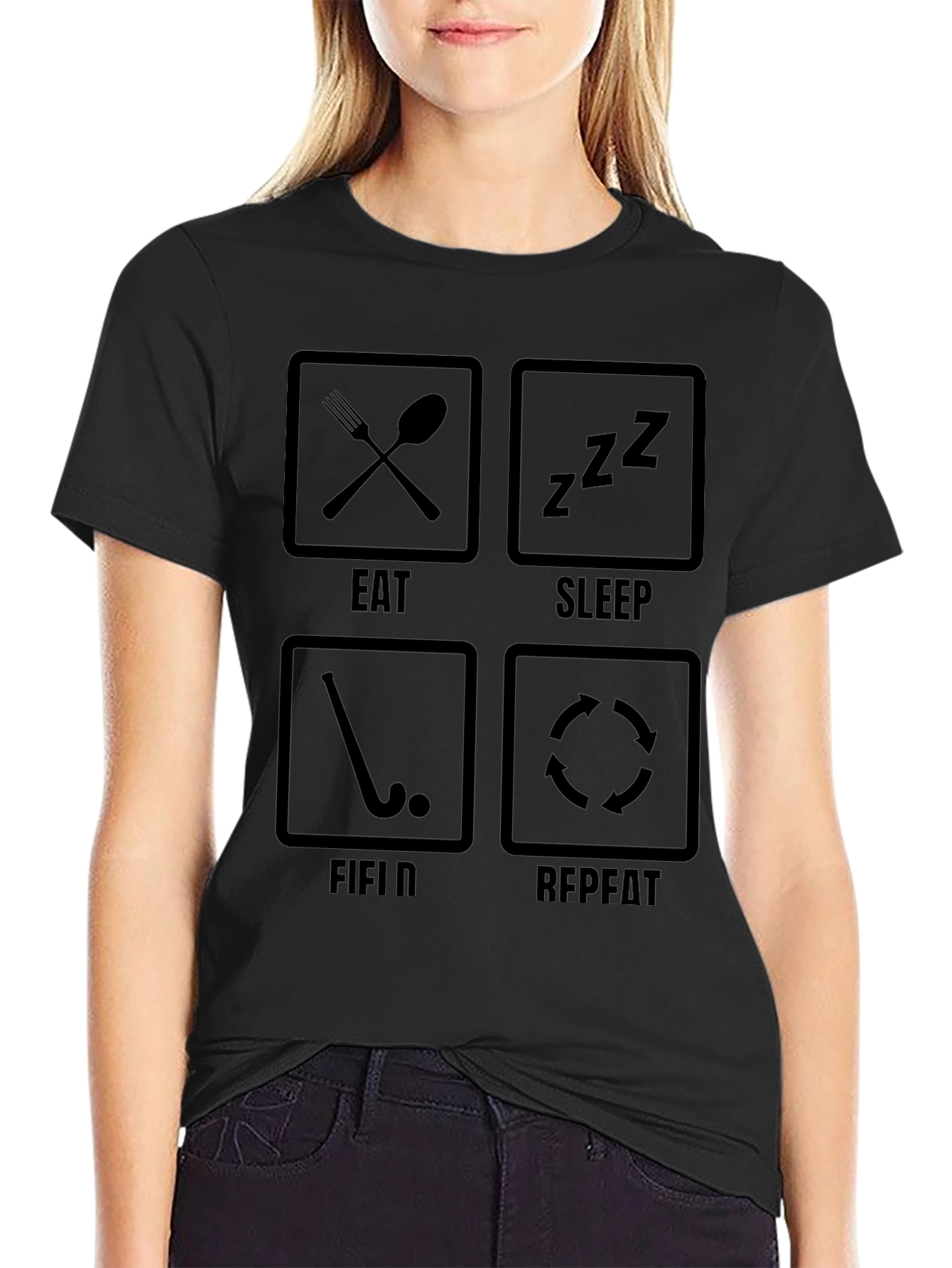Eat Sleep Field Repeat - Hockey T-Shirt