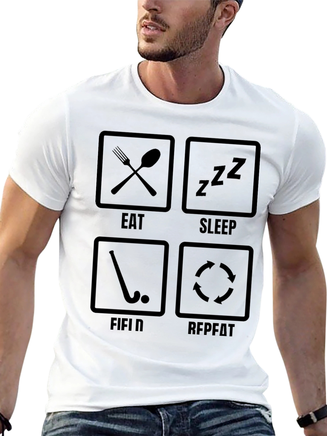 Eat Sleep Field Repeat - Hockey T-Shirt