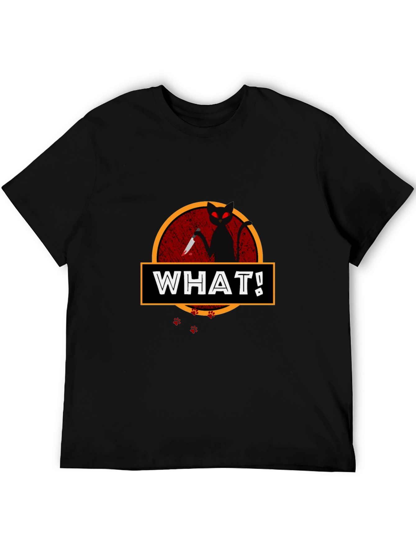 WHAT! Cat with Knife Graphic T-Shirt