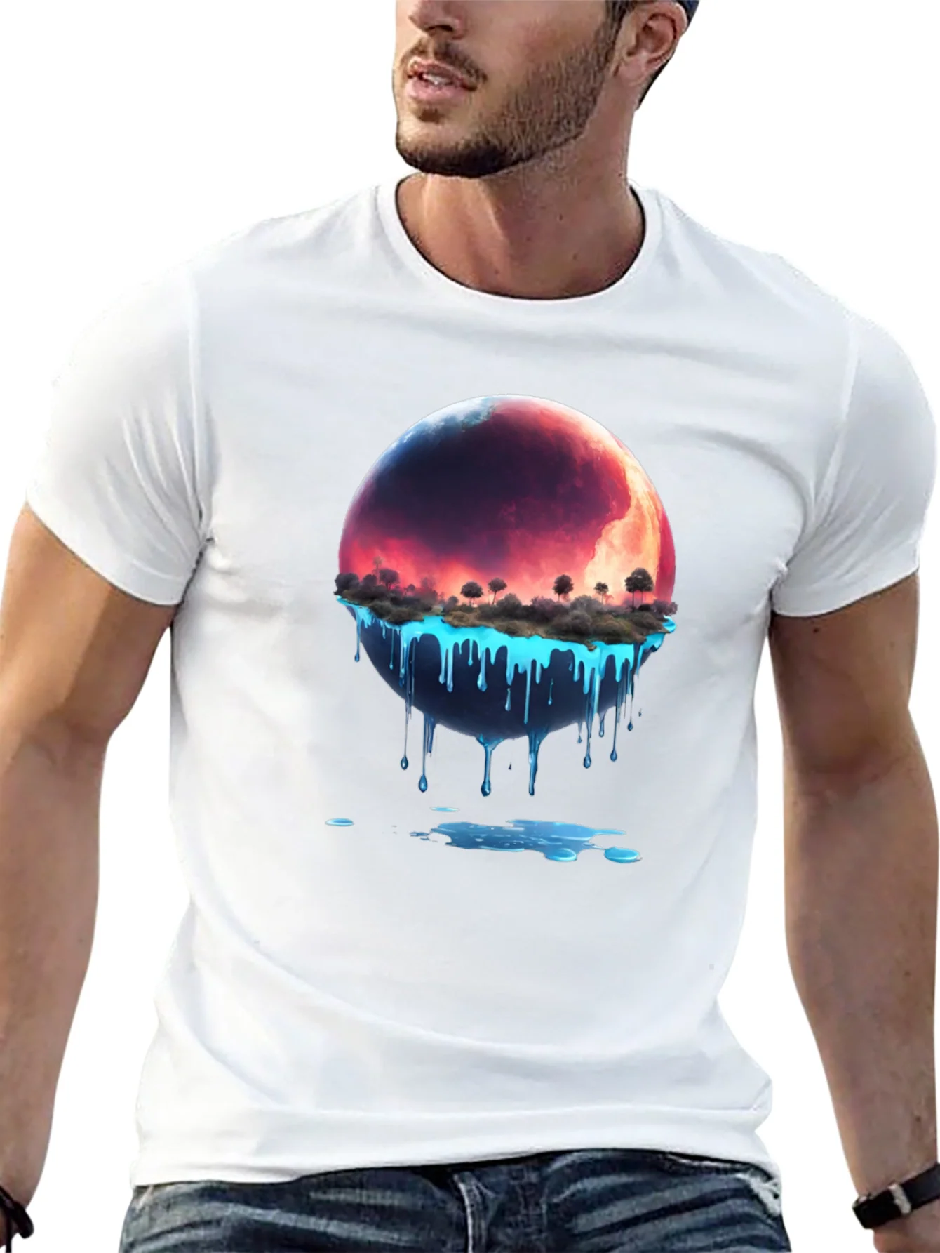 Melting Planet Graphic Tee - Unique Design