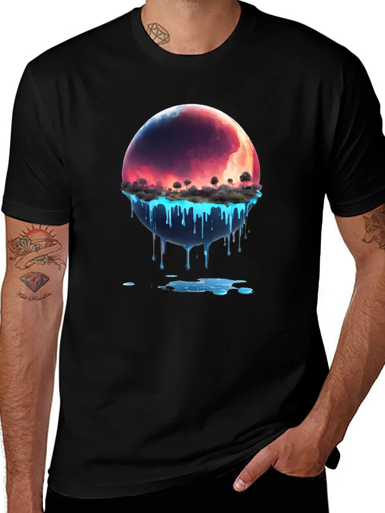 Melting Planet Graphic Tee - Unique Design