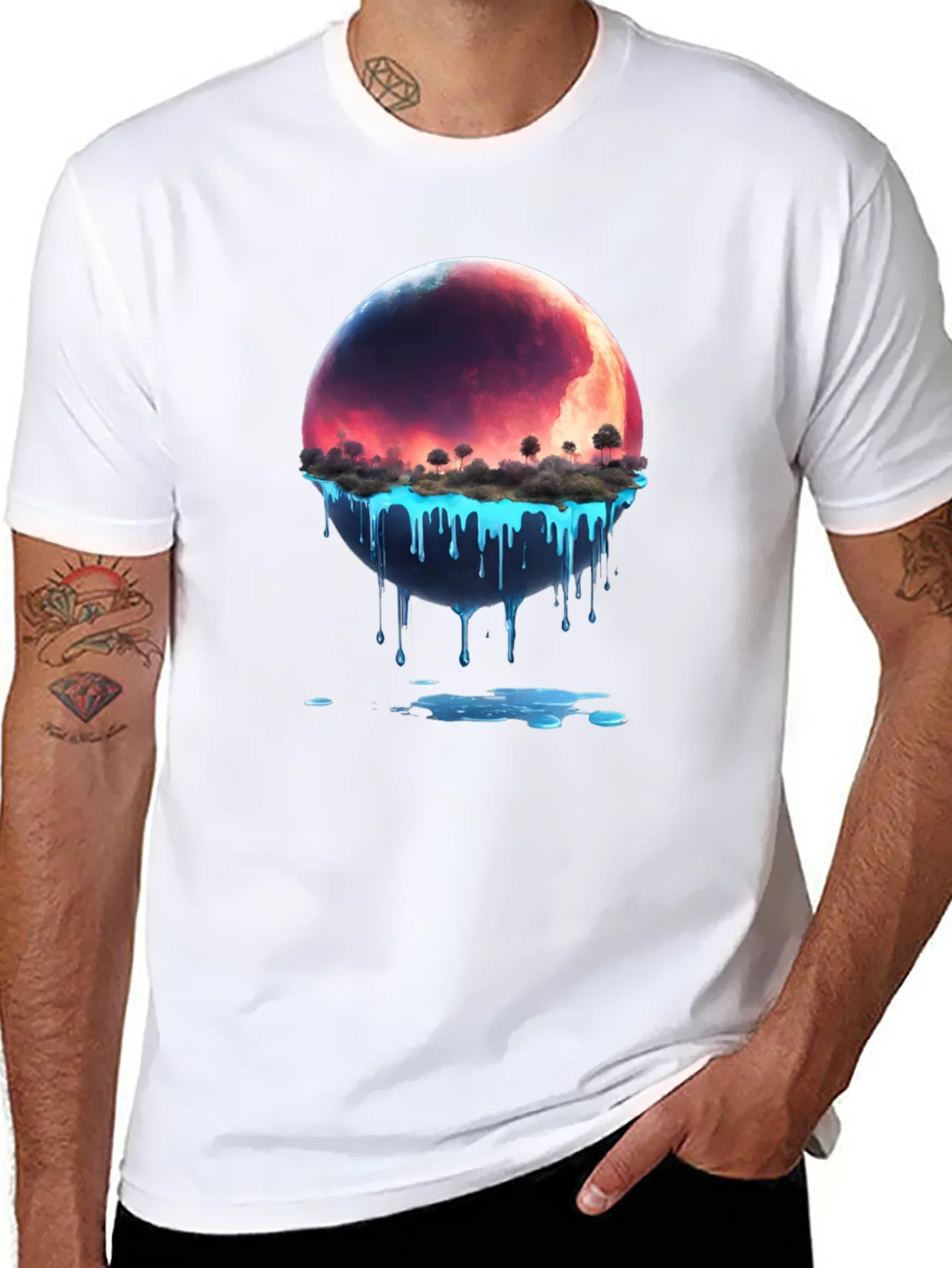Melting Planet Graphic Tee - Unique Design