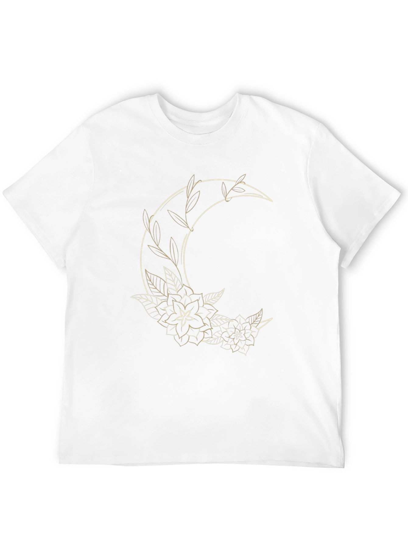 Floral Crescent Moon Graphic Tee - Black