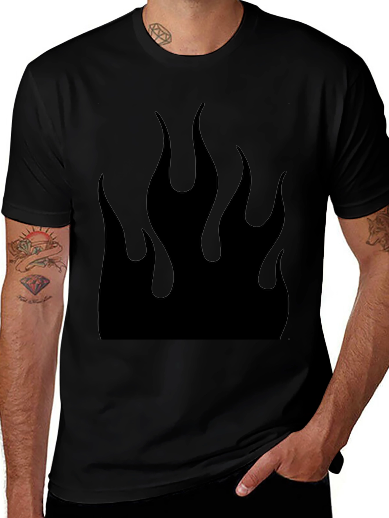 Black Flame Graphic Tee - Bold & Edgy Design