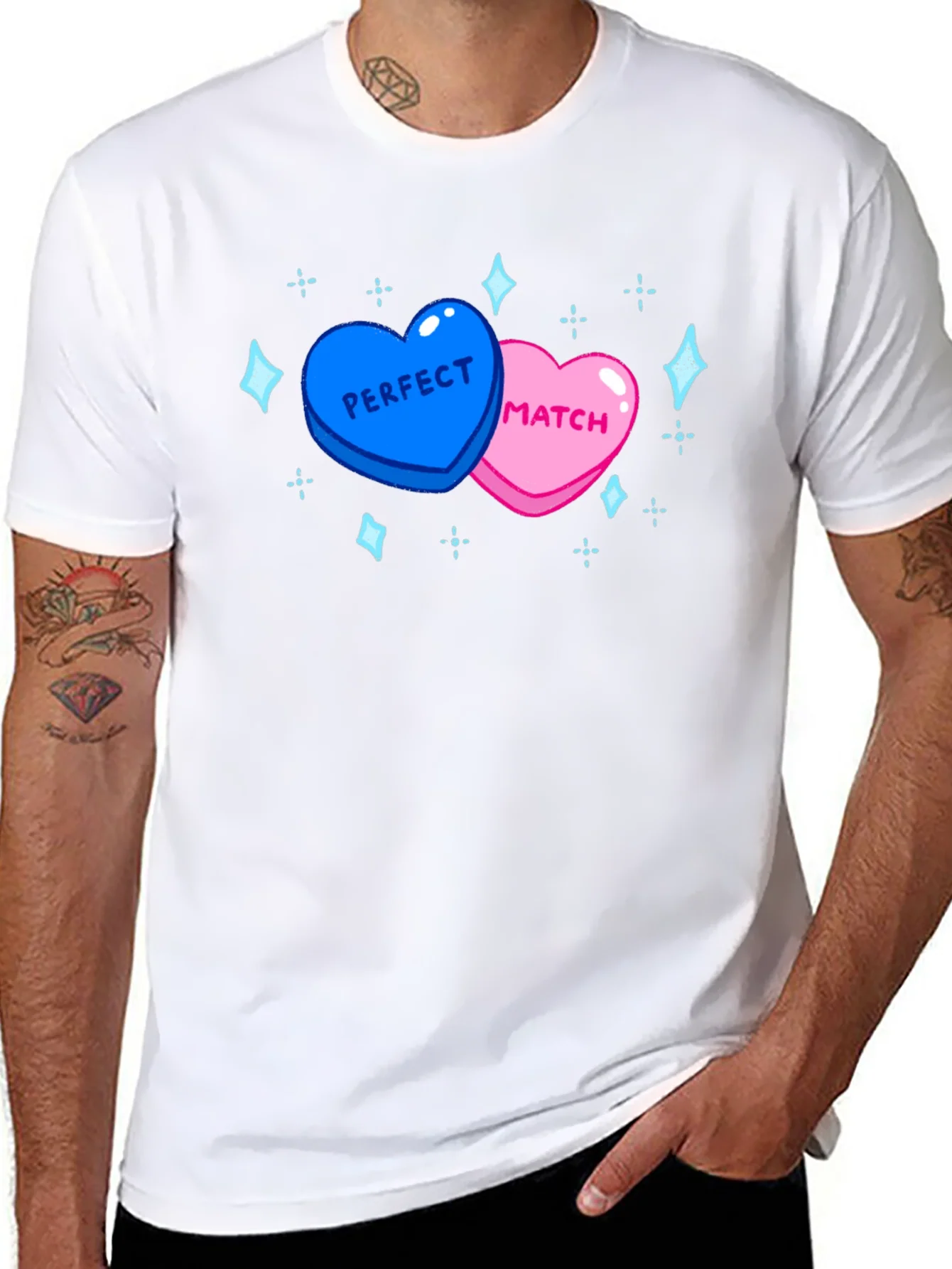 Perfect Match Heart T-Shirt - Cute Couples Tee