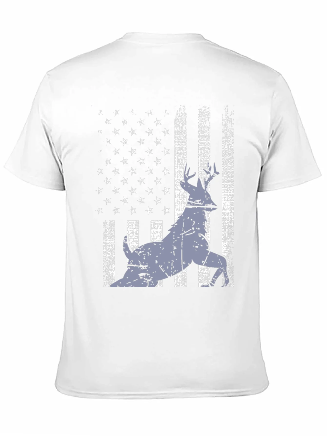 Distressed USA Flag Deer Graphic Tee - Black