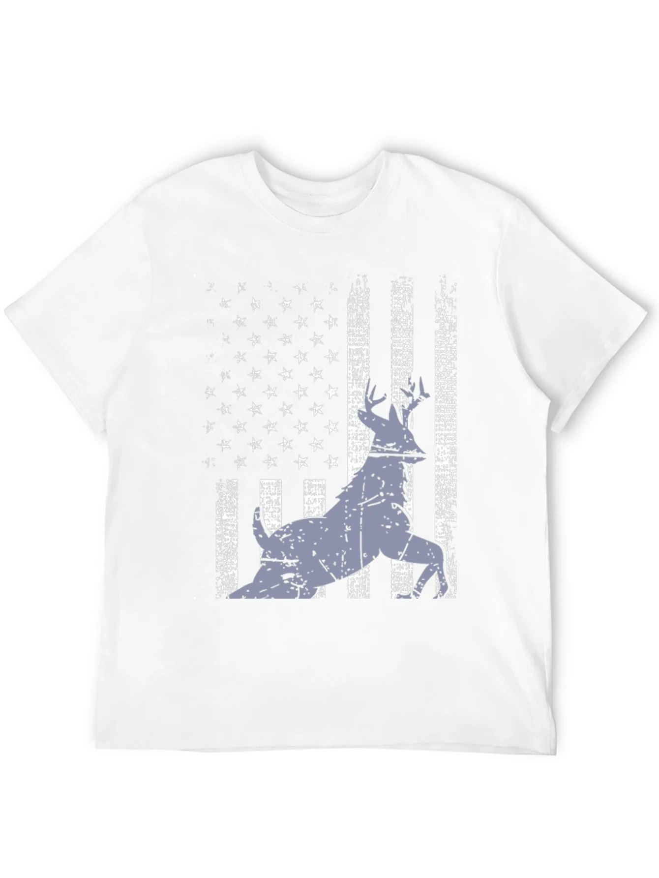 Distressed USA Flag Deer Graphic Tee - Black