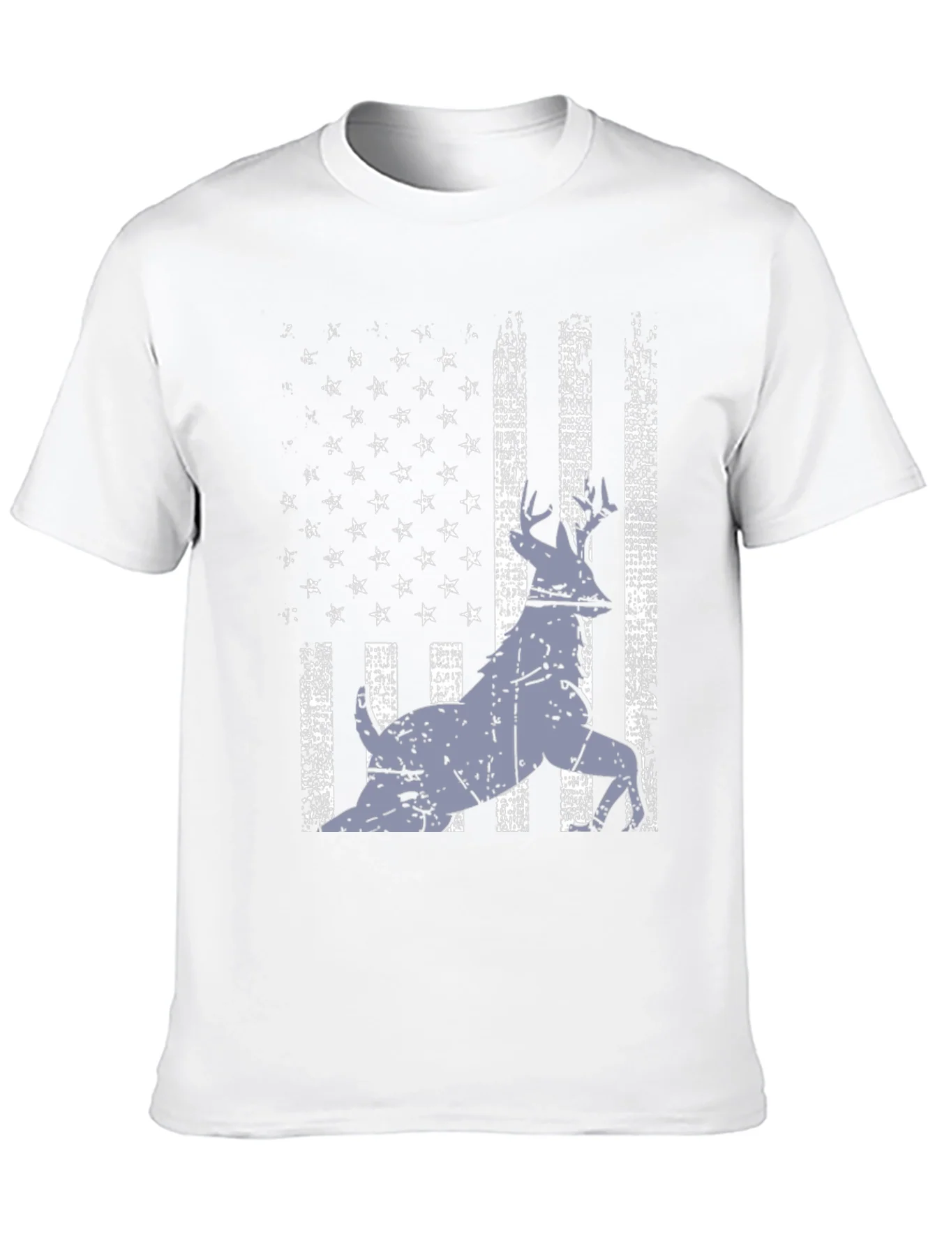 Distressed USA Flag Deer Graphic Tee - Black