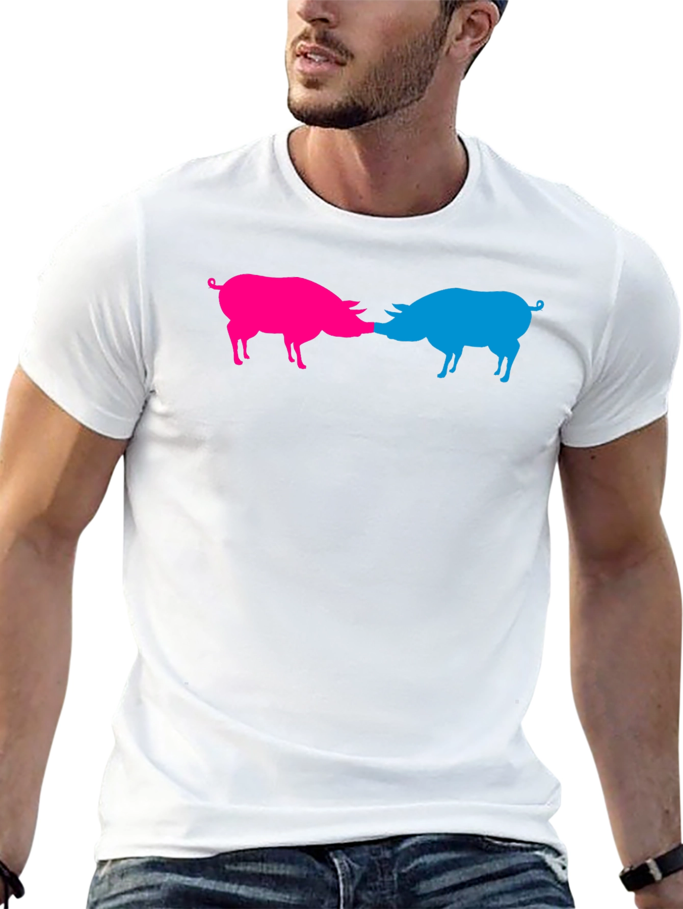 Pink & Blue Pigs Snout to Snout Graphic Tee