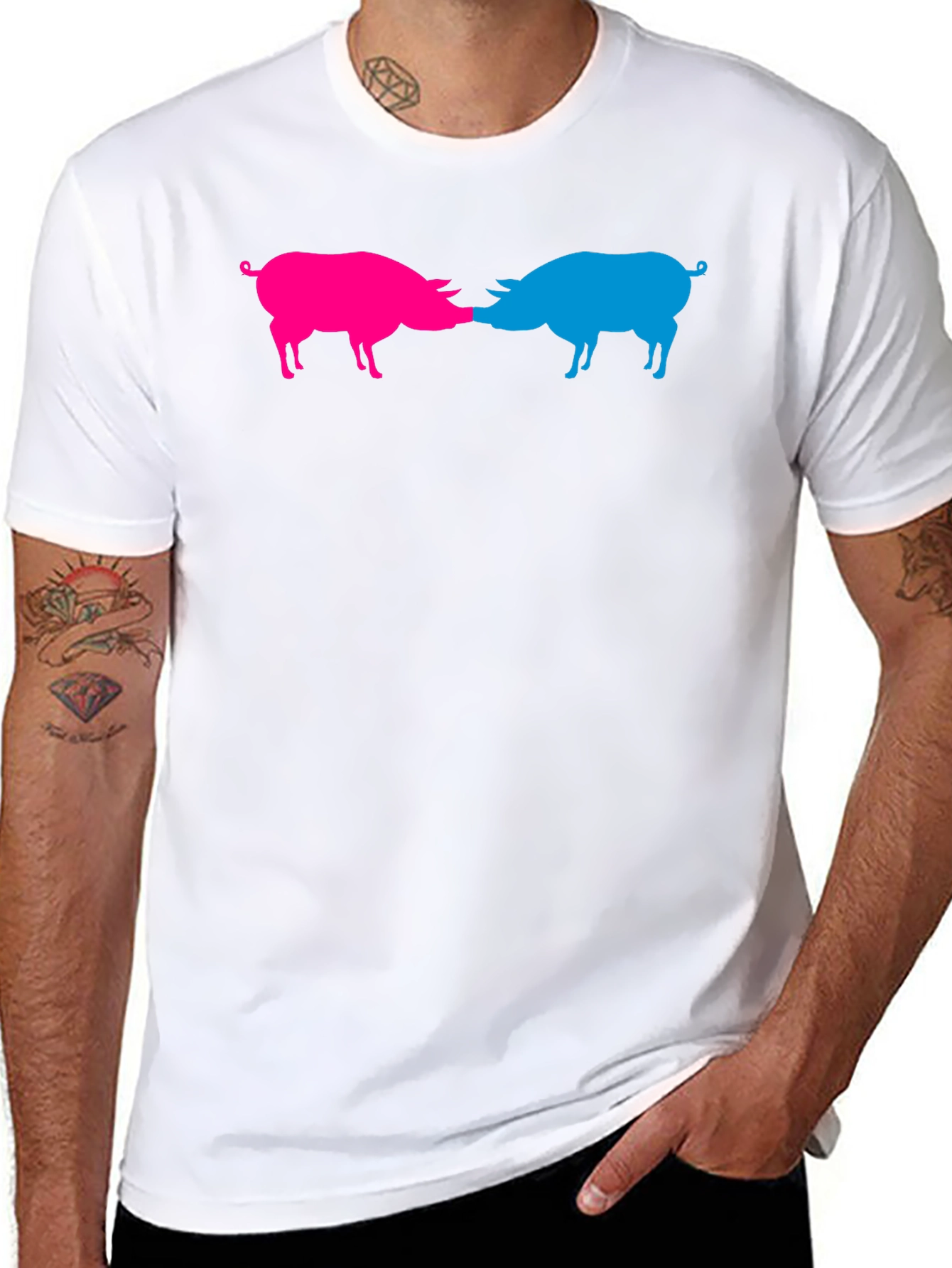 Pink & Blue Pigs Snout to Snout Graphic Tee