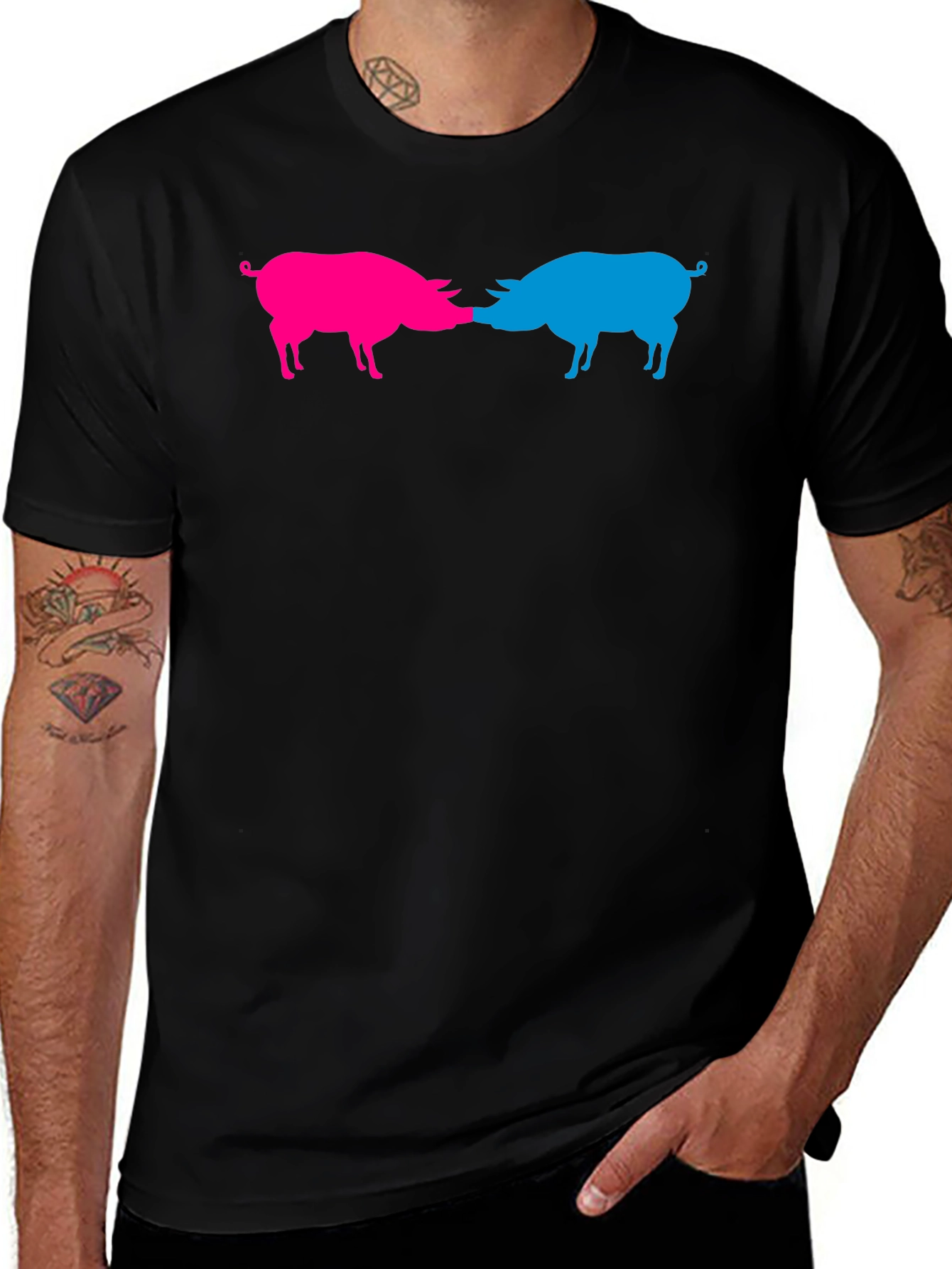 Pink & Blue Pigs Snout to Snout Graphic Tee