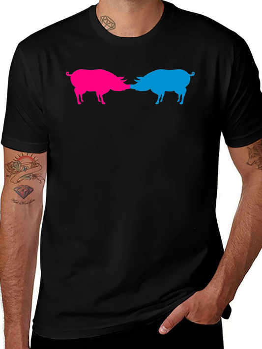 Pink & Blue Pigs Snout to Snout Graphic Tee