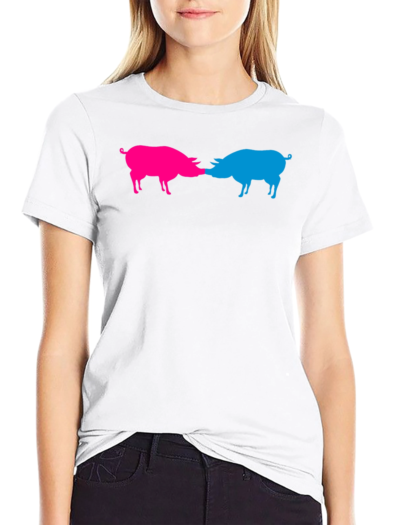 Pink & Blue Pigs Snout to Snout Graphic Tee