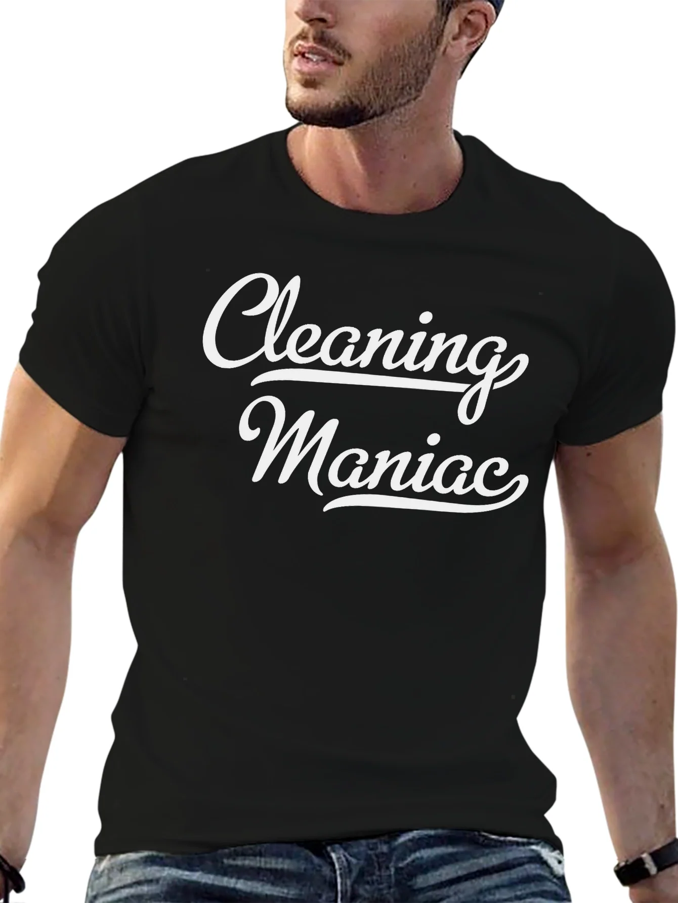 Cleaning Maniac Black Graphic T-Shirt
