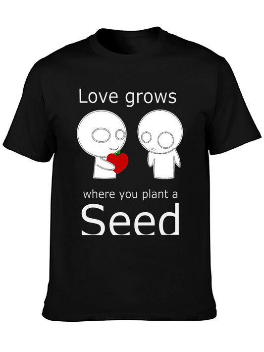 Love Grows Seed Graphic Tee - Soft Black Cotton Blend