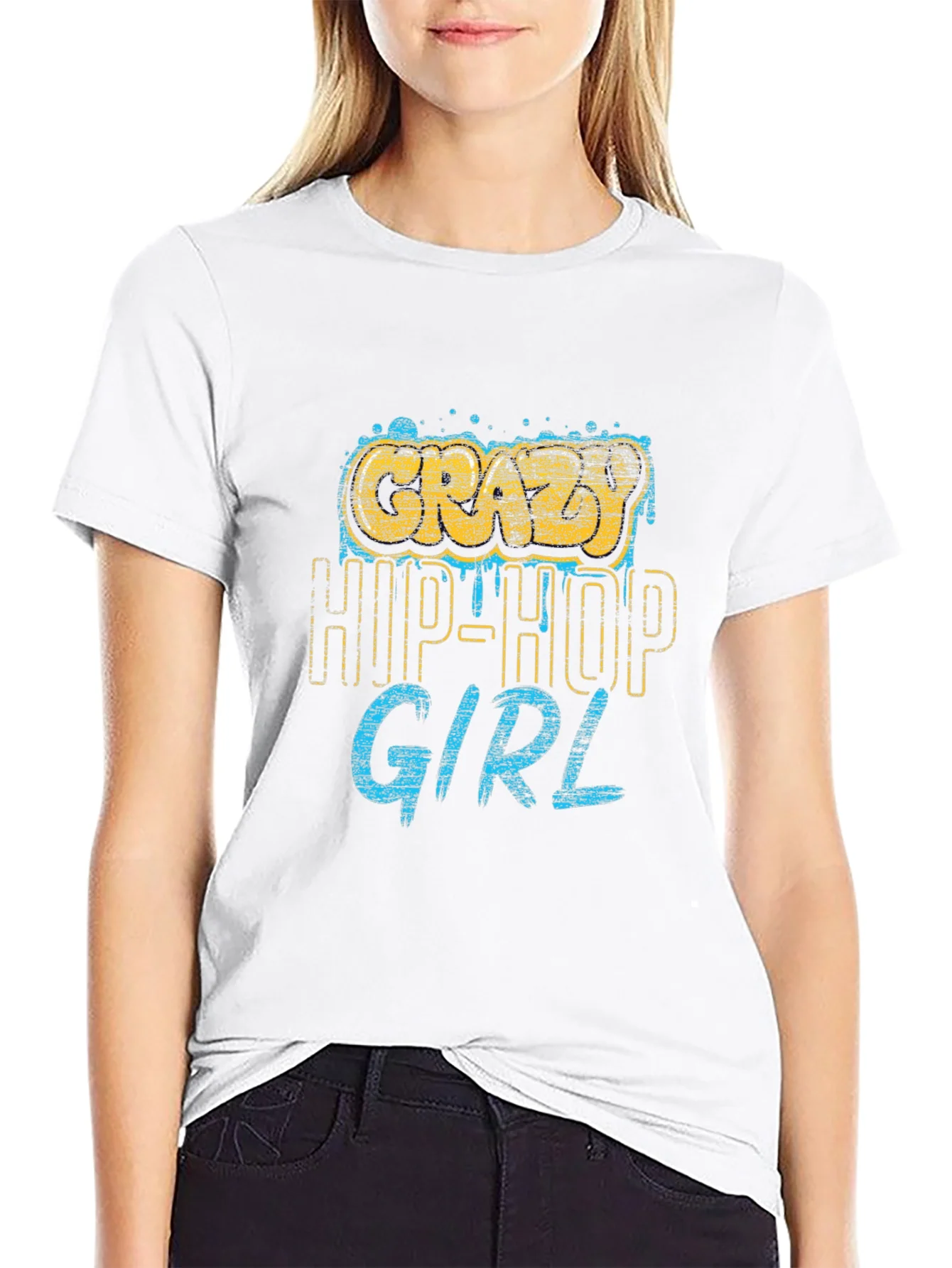 Crazy Hip-Hop Girl Graphic Tee - Cool Urban Style