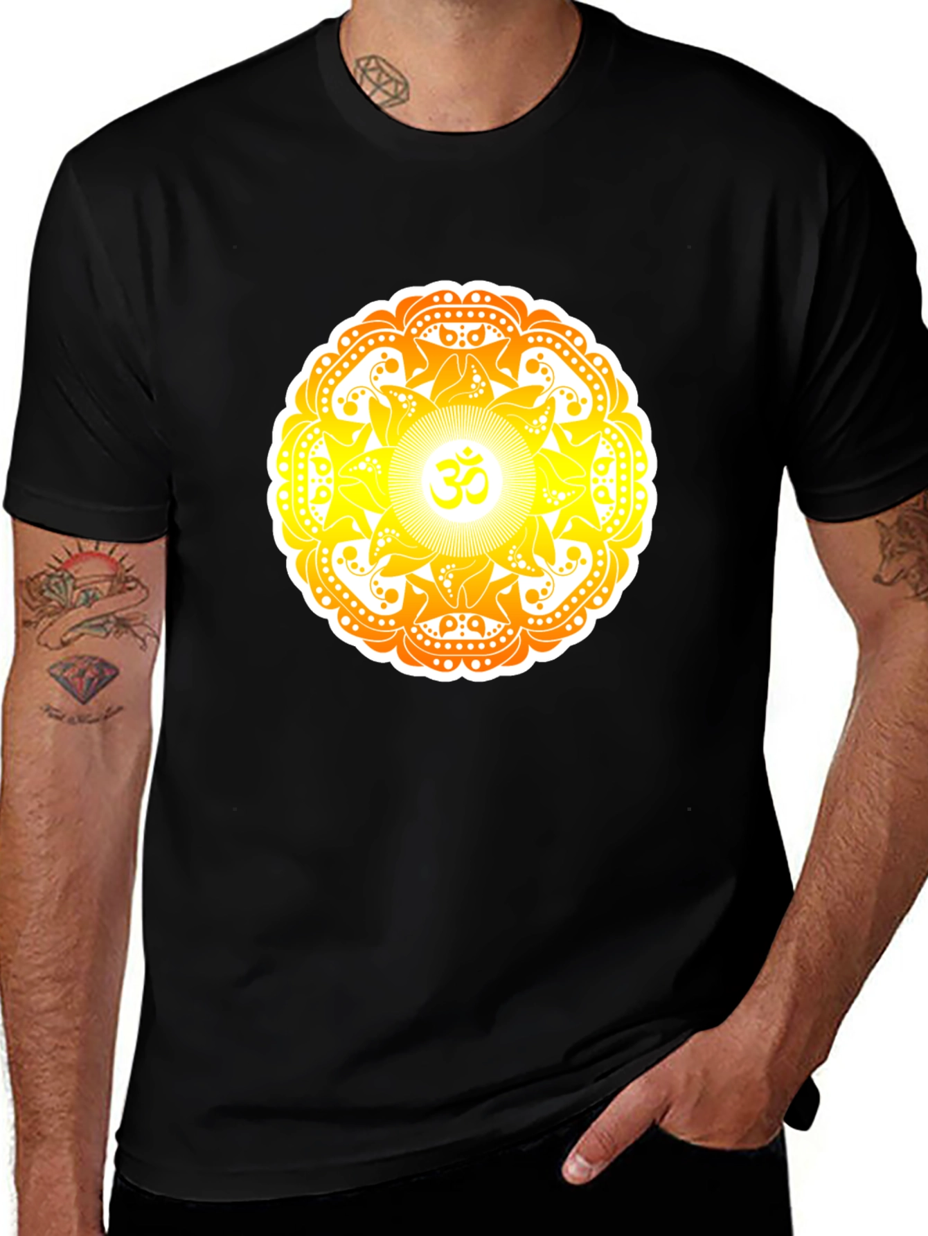 Om Mandala Graphic Tee - Black Cotton T-Shirt