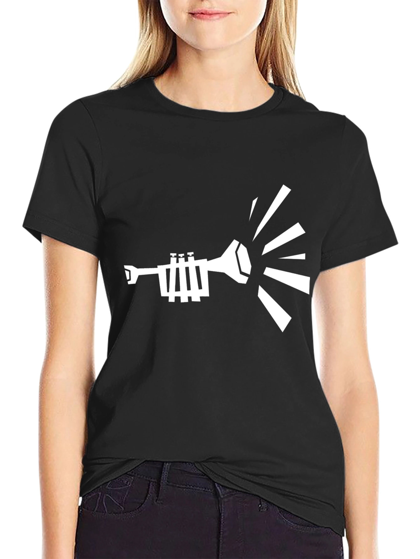 Music Tee - Trumpet Design Black T-Shirt