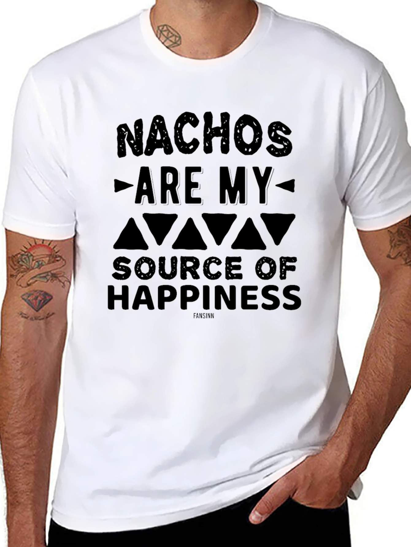 Nachos Are My Source of Happiness Black Graphic Tee